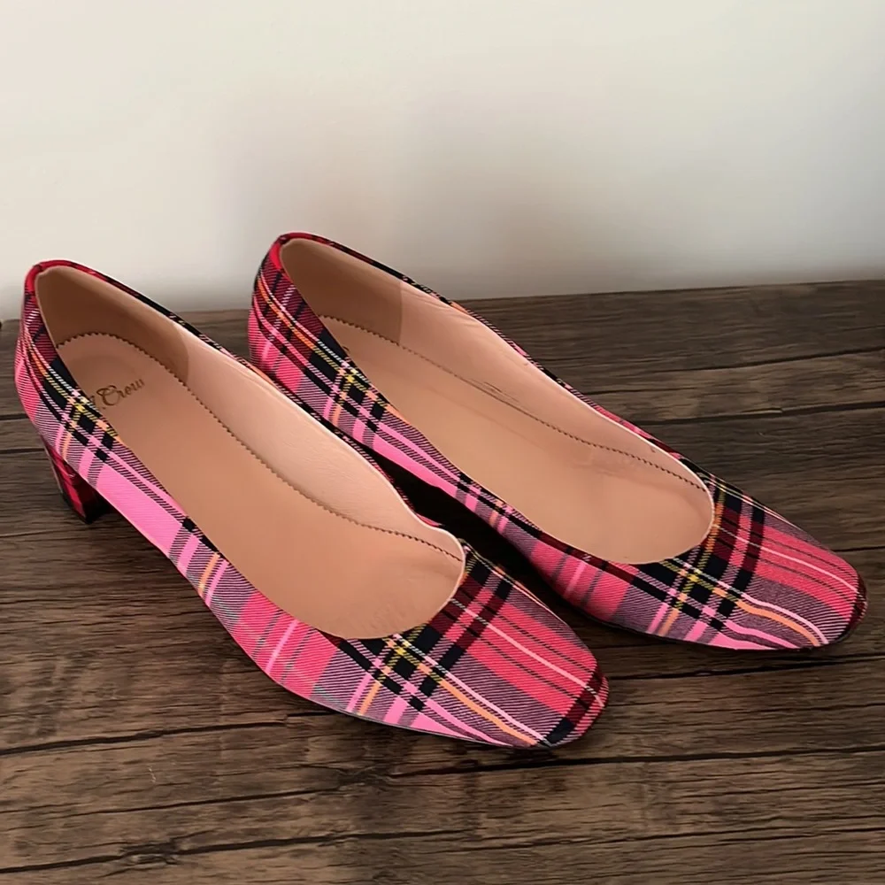 J. Crew Pink Plaid Pumps